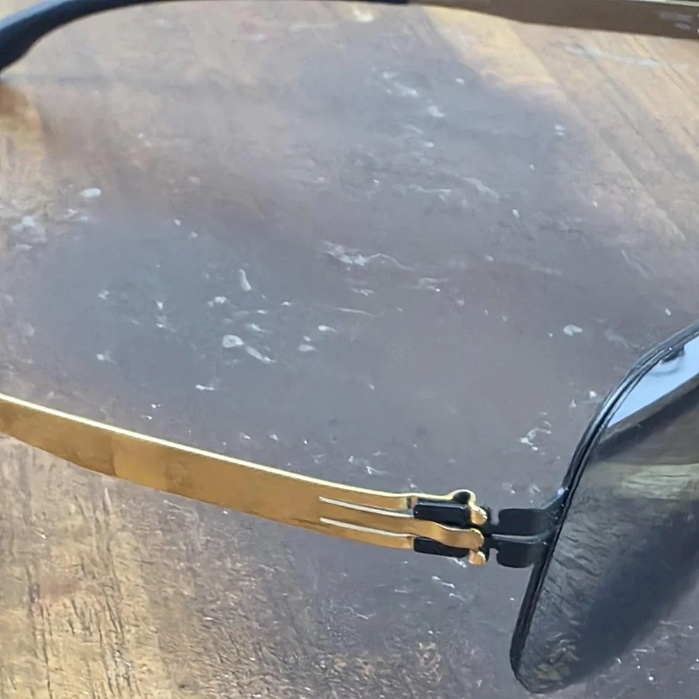Ic! Berlin U5 Alex Sunglasses Mens 59-17 Black Gray Tinted Metal Aviator Germany